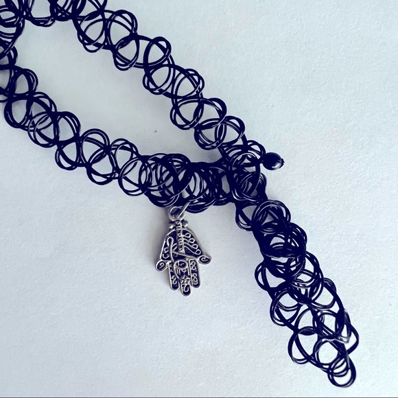 Black Hamsa Choker Necklace - Picture 4 of 4